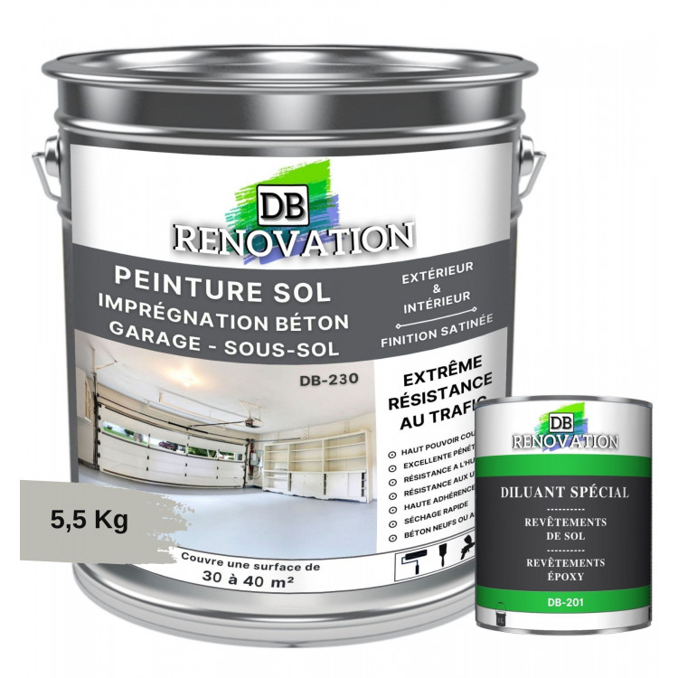 DB-230 Peinture sol garage - Haute résistance intérieur et extérieur Kit 5,5-11kg