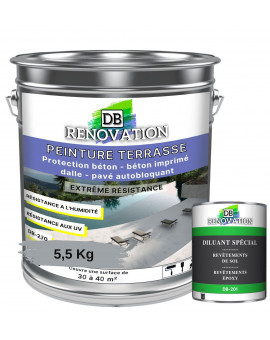 DB-230 Peinture sol terrasse pour béton - Forte protection UV - Haute imperméabilité - Kit 5,5-11KG